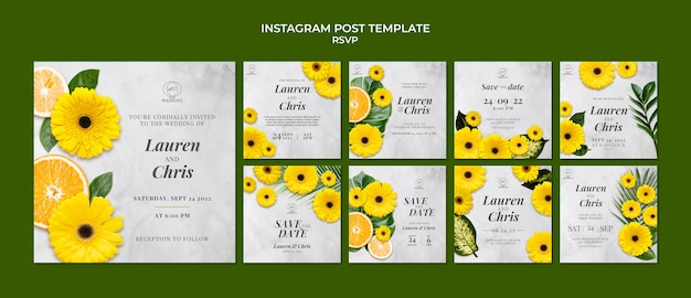 PSD gratuit conception de modèle floral rsvp