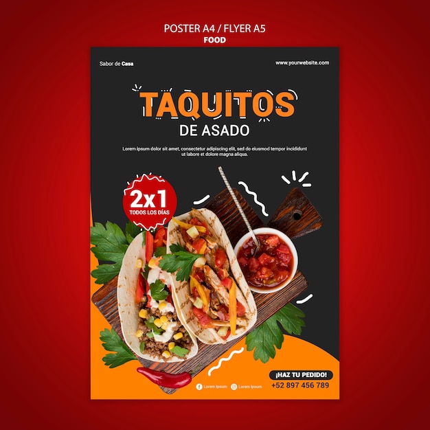 Conception de modèle de flyer et affiche alimentaire