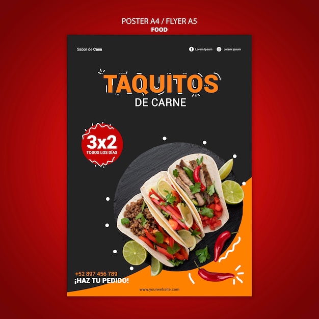 Conception de modèle de flyer et affiche alimentaire
