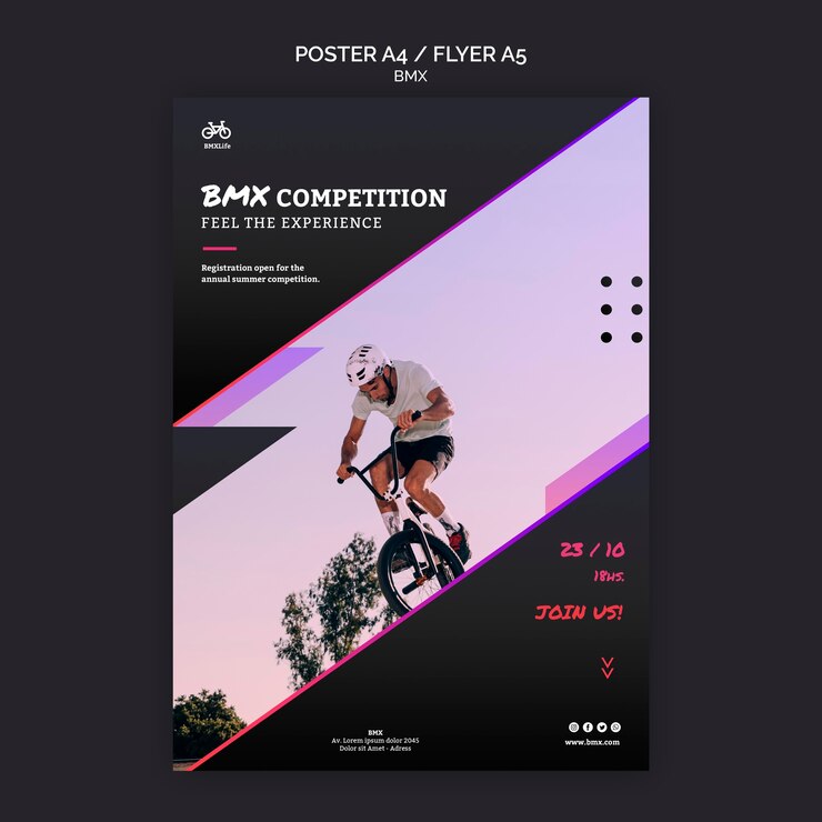PSD gratuit conception de modèle de flyer de compétition bmx