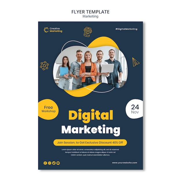 Conception de modèle de flyer pour le marketing numérique