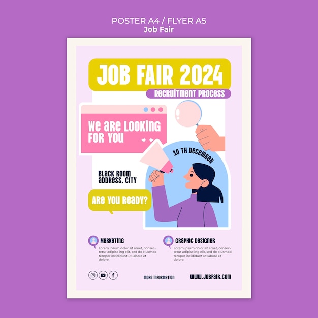 PSD gratuit conception d'un modèle de foire à l'emploi