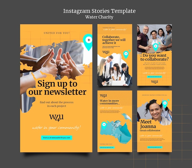 PSD gratuit conception de modèle d'histoire insta de charité de l'eau