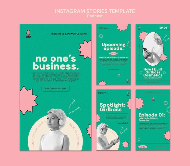 Conception de modèle d'histoires de podcast instagram