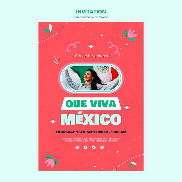 PSD gratuit conception de modèle d'invitation independencia de mexico