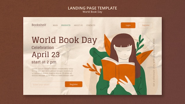 PSD gratuit conception de modèle de journée mondiale du livre