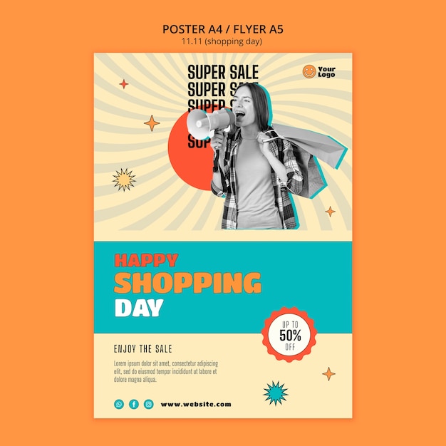 PSD gratuit conception de modèle de journée de shopping