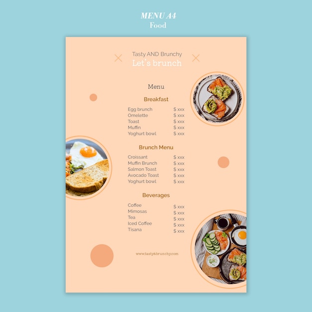 PSD gratuit conception de modèle de menu alimentaire