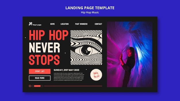 PSD gratuit conception de modèle de musique hip hop design plat