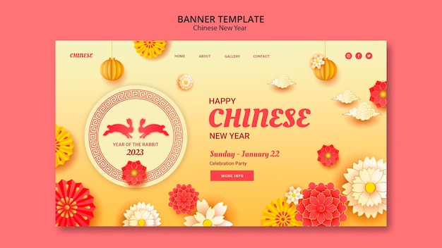 PSD gratuit conception de modèle de nouvel an chinois