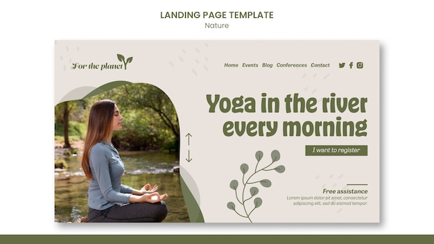 PSD gratuit conception de modèle de page d'atterrissage de la nature
