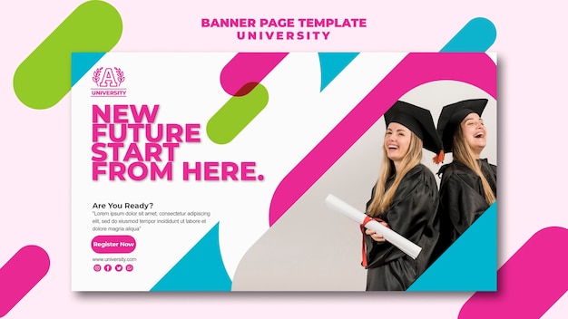 PSD gratuit conception de modèle de page de bannière universitaire