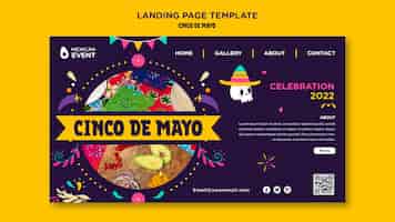 PSD gratuit conception de modèle de page de destination de cinco de mayo