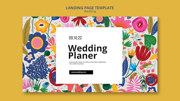 PSD gratuit conception de modèle de page de destination de mariage floral