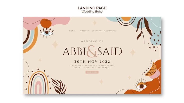 PSD gratuit conception de modèle de page de destination de mariage