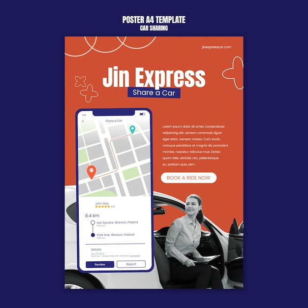 PSD gratuit conception de modèle de partage de voiture