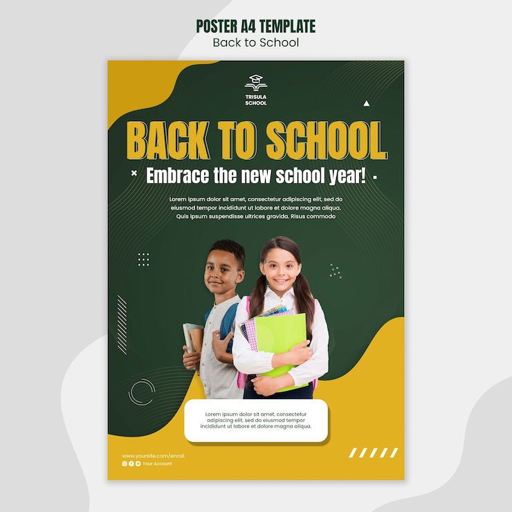 PSD gratuit conception de modèle de poste de retour à l'école