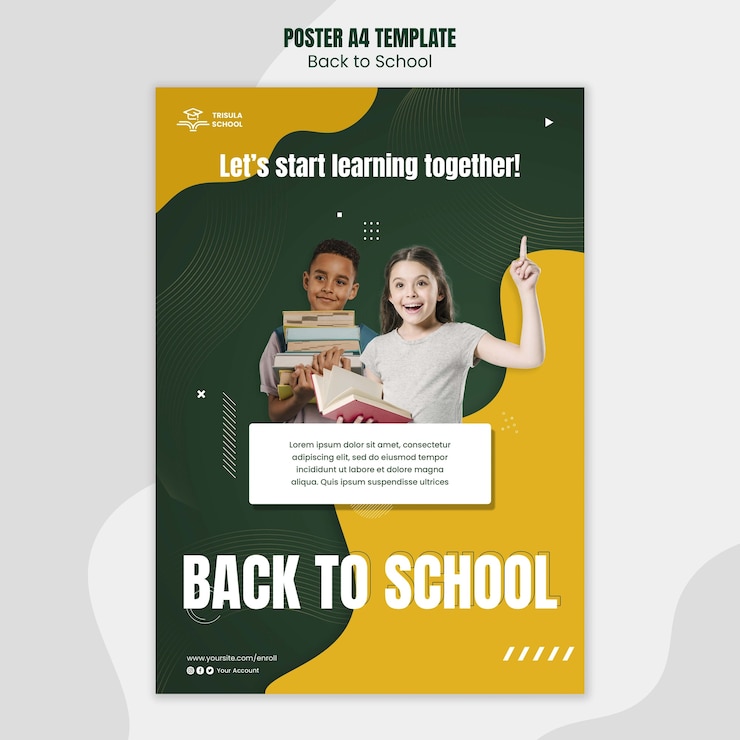 PSD gratuit conception de modèle de poste de retour à l'école