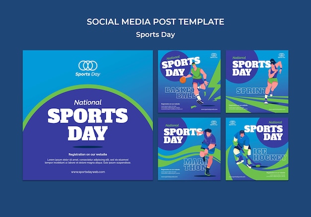 PSD gratuit conception de modèle de publication instagram pour la journée sportive