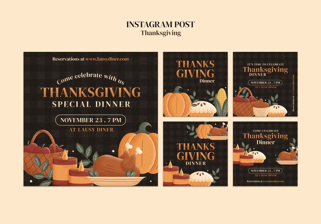 Conception de modèle de publication Instagram de Thanksgiving