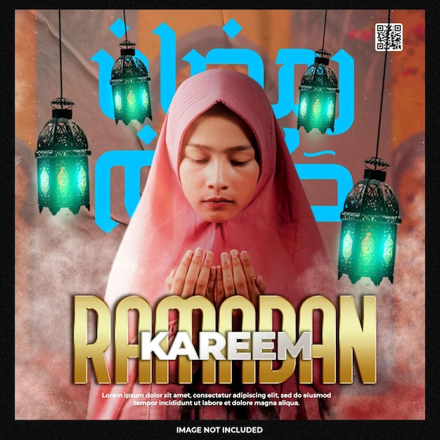 PSD gratuit conception de modèle de publication de médias sociaux ramadan kareem