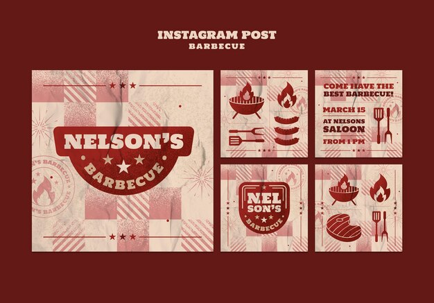 PSD gratuit conception de modèle de publications instagram pour barbecue