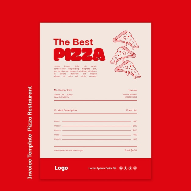 PSD gratuit conception de modèle de restaurant de pizza