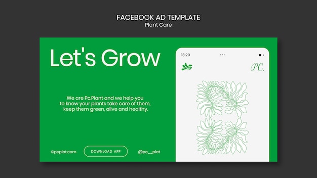 PSD gratuit conception de modèle de soin des plantes