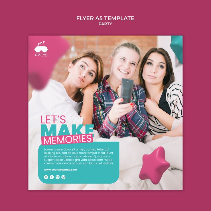 PSD gratuit conception de modèle de soirée pyjama