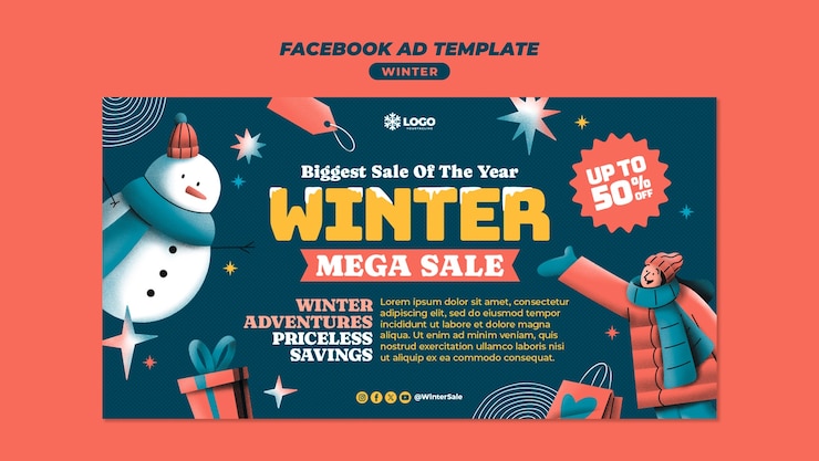 PSD gratuit conception de modèle de vente d'hiver