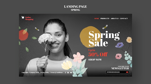 PSD gratuit conception de modèle de vente de printemps floral