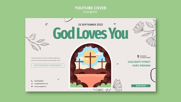 PSD gratuit conception de modèle de vignette youtube évangéliste