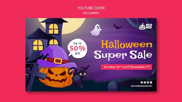 PSD gratuit conception de modèle de vignette youtube halloween