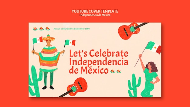 PSD gratuit conception de modèle de vignette youtube independencia de mexico