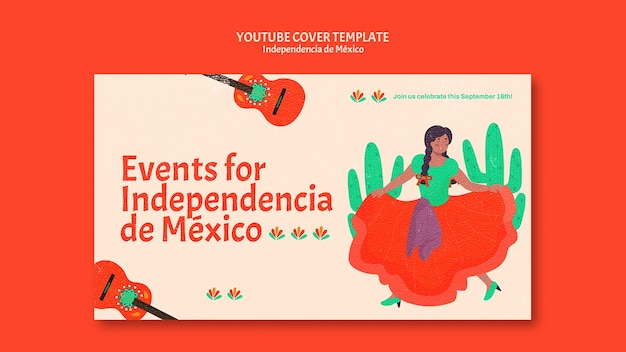 PSD gratuit conception de modèle de vignette youtube independencia de mexico