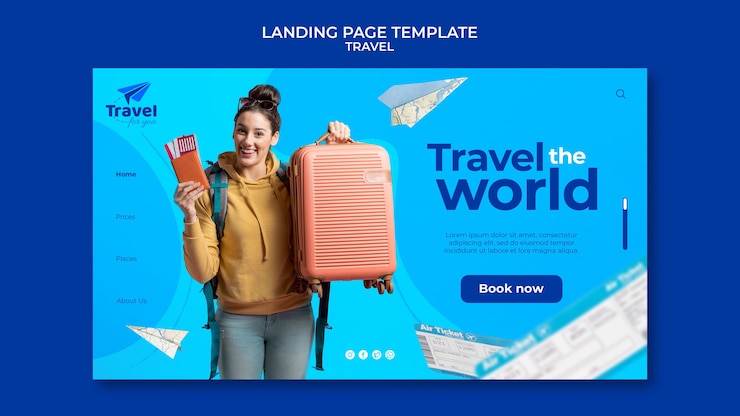 PSD gratuit conception de modèle de voyage de page de destination