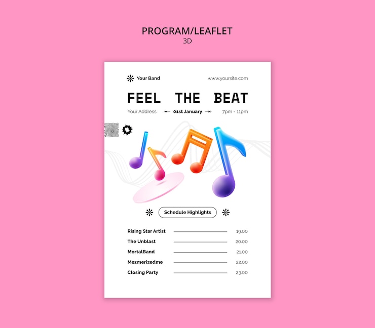 PSD gratuit conception de modèles de musique 3d