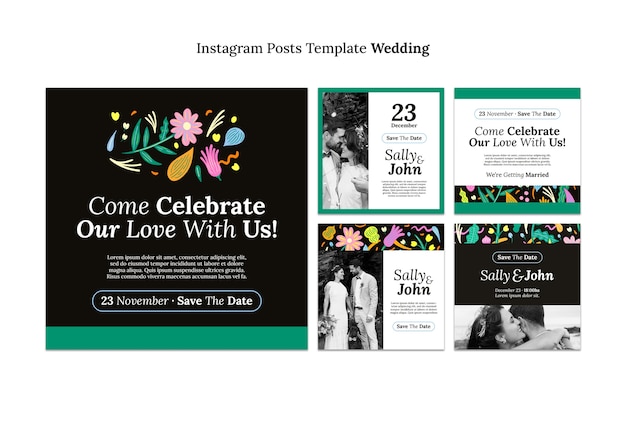 Conception De Modèles De Publications Instagram De Mariage Floral