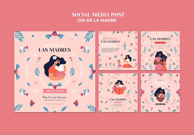 PSD gratuit conception de modèles de publications instagram pour la fête des mères