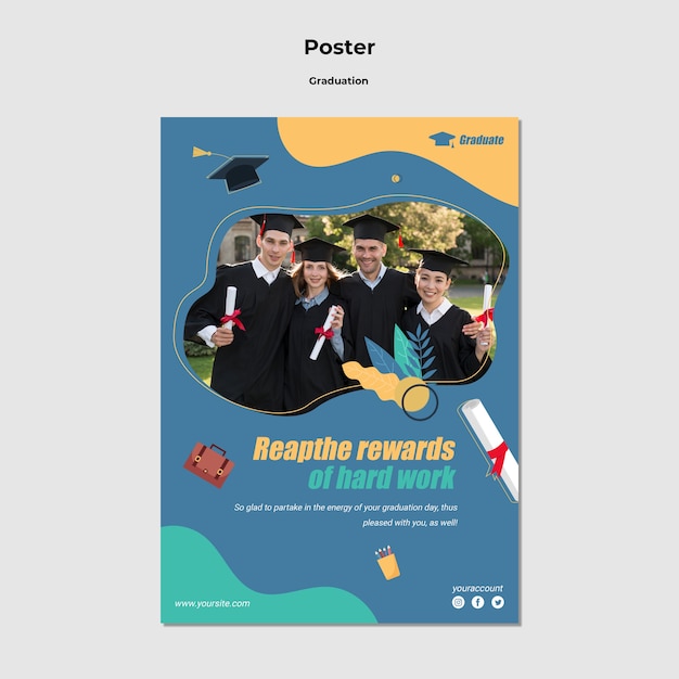 PSD gratuit conception de l'obtention du diplôme de conception d'affiches