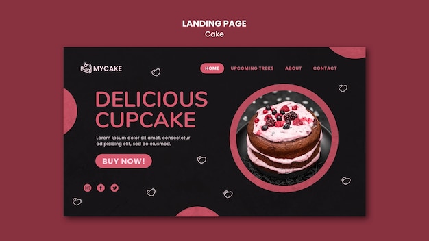 PSD gratuit conception de page de destination de délicieux cupcake