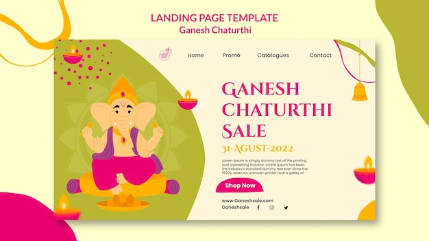 PSD gratuit conception de page de destination design plat ganesh chaturthi