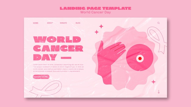 PSD gratuit conception de la page de destination de la journée mondiale du cancer