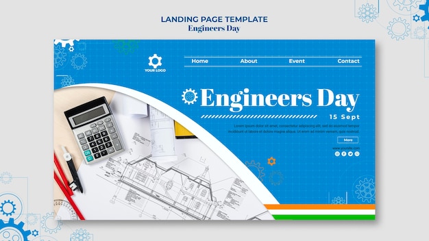 PSD gratuit conception de pages de destination pour la journée des ingénieurs