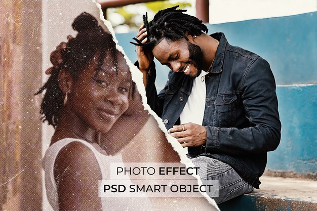 PSD gratuit conception de papier déchiré effet photo