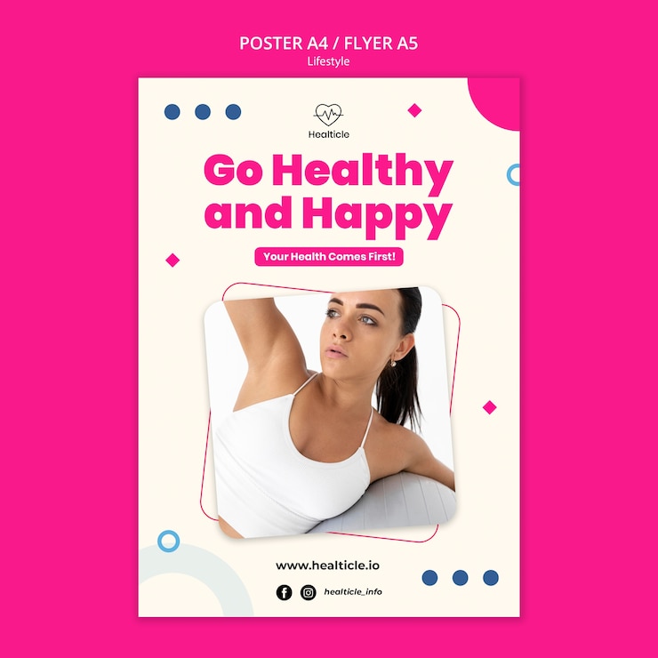 PSD gratuit conception à plat du modèle de style de vie d'affiche ou de flyer