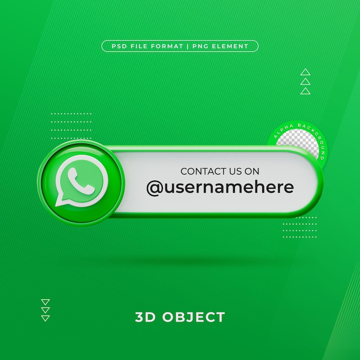 PSD gratuit contactez-nous sur le profil whatsapp les médias sociaux render 3d isolé pour la composition