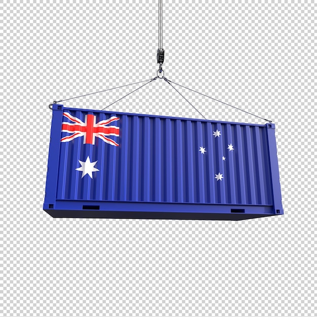 PSD gratuit container d'expédition avec drapeau australien sur fond transparent