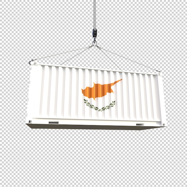 PSD gratuit container d'expédition avec drapeau de chypre sur fond transparent
