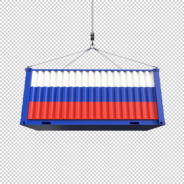 PSD gratuit container d'expédition avec drapeau de la russie sur fond transparent